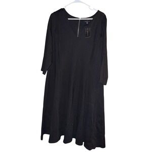Lane Bryant Black Dress Womens 14/16 V Neck 3/4 Sleeve‎ Career Casual